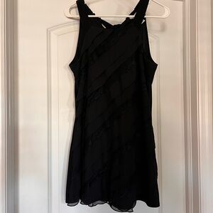 White House Black Market Black Tiered Lace Mini Dress / Tunic | Size M